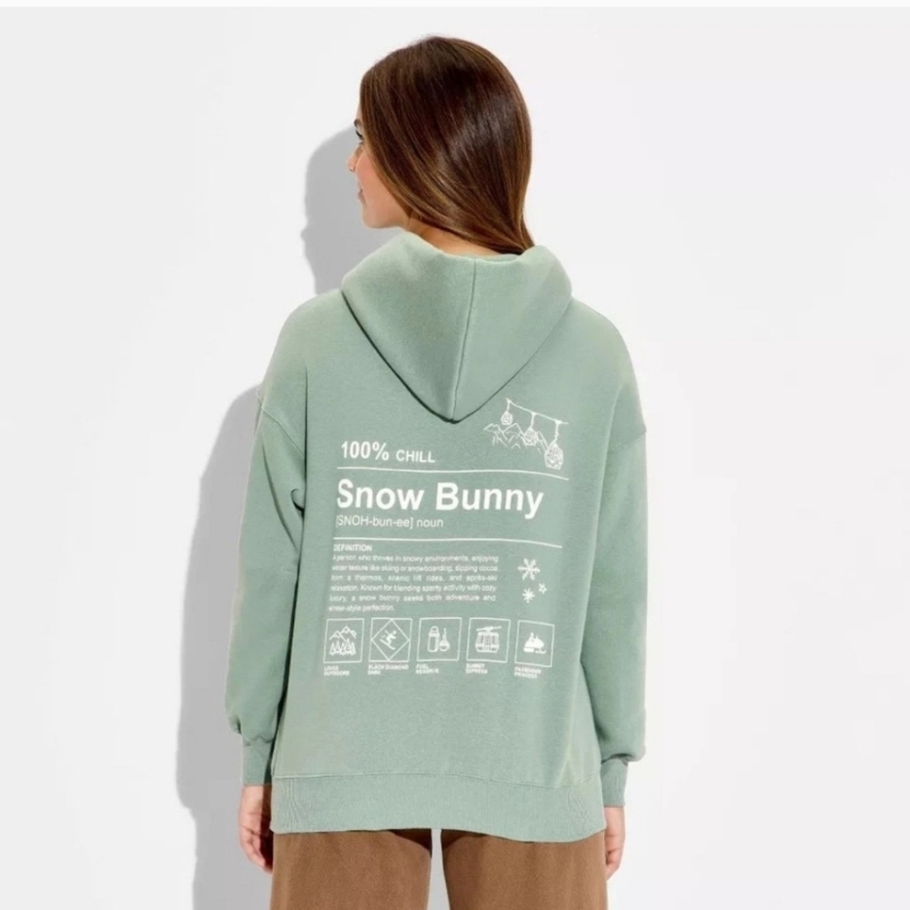 wild fable Sage Green 'Snow Bunny' Graphic Hoodie
